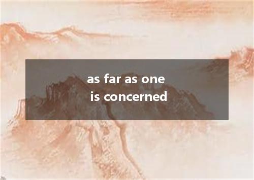 as far as one is concerned是什么意思
