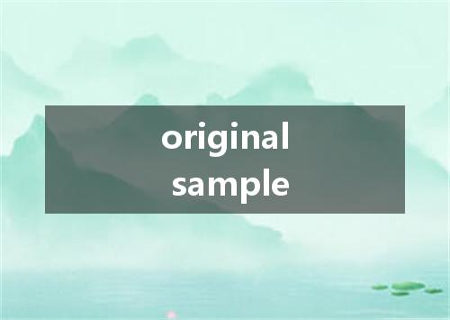 original sample是什么意思