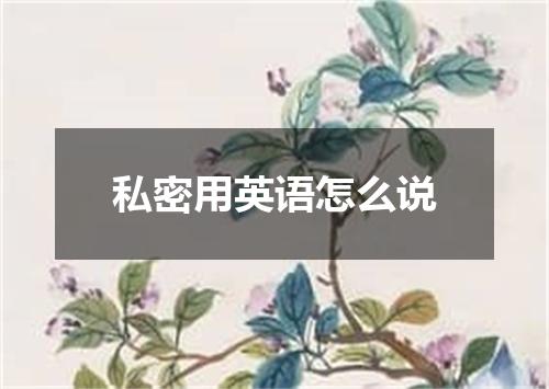 私密用英语怎么说