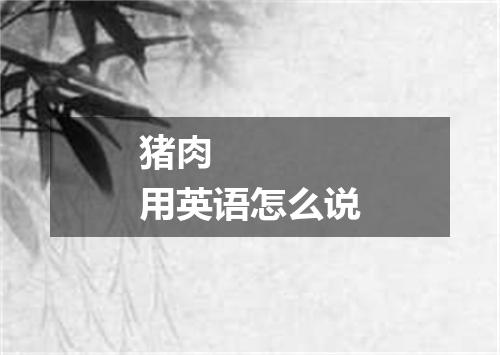 猪肉    用英语怎么说