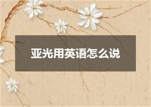 亚光用英语怎么说