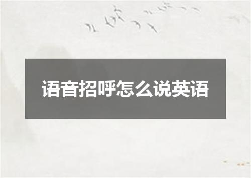 语音招呼怎么说英语