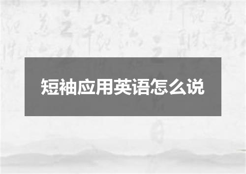 短袖应用英语怎么说