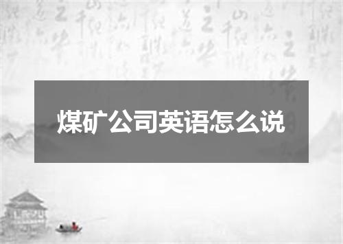 煤矿公司英语怎么说
