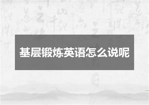基层锻炼英语怎么说呢