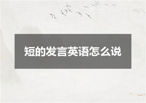 短的发言英语怎么说