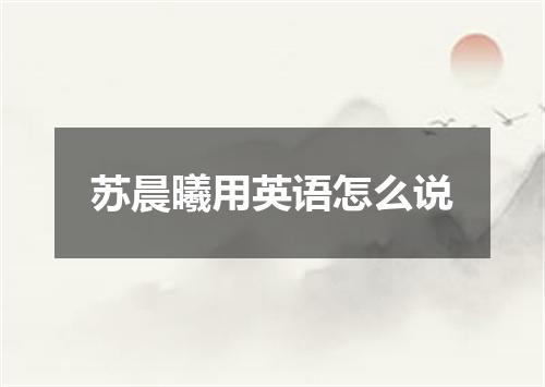 苏晨曦用英语怎么说