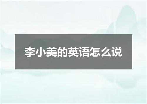 李小美的英语怎么说