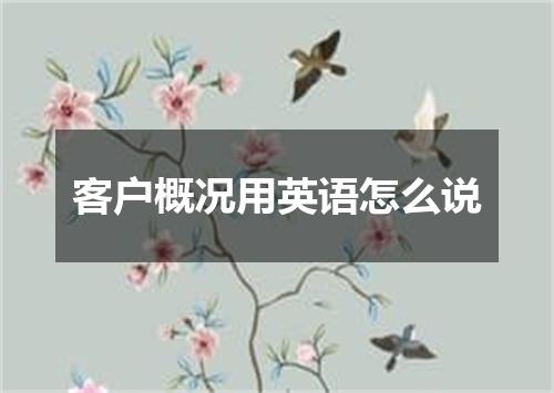 客户概况用英语怎么说