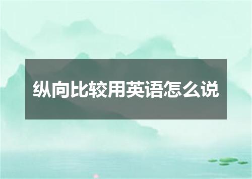 纵向比较用英语怎么说