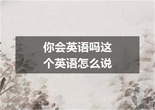 你会英语吗这个英语怎么说