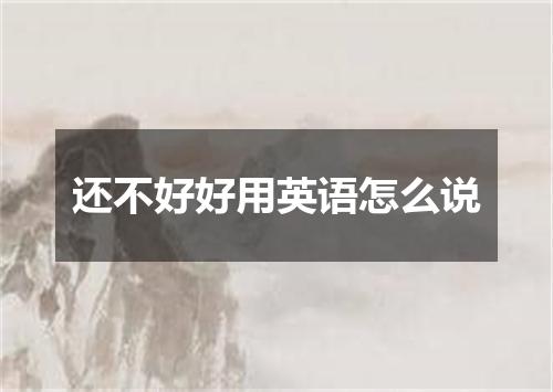 还不好好用英语怎么说