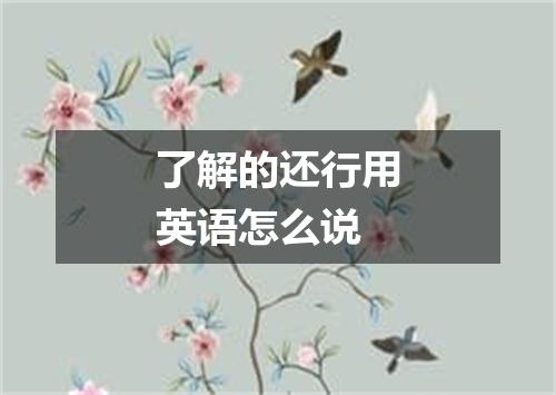 了解的还行用英语怎么说