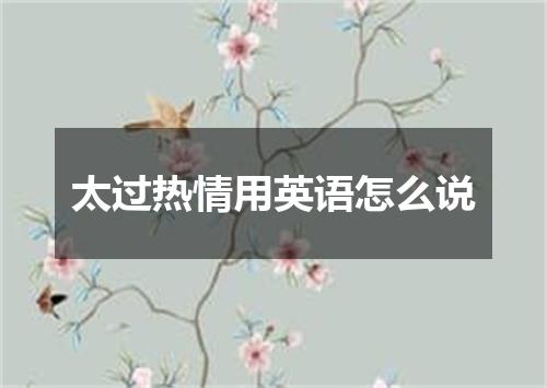 太过热情用英语怎么说