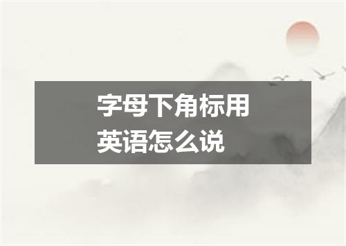 字母下角标用英语怎么说