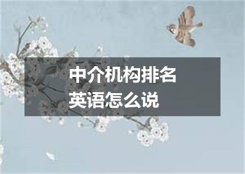 中介机构排名英语怎么说