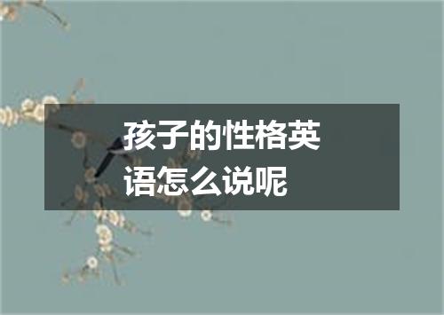 孩子的性格英语怎么说呢