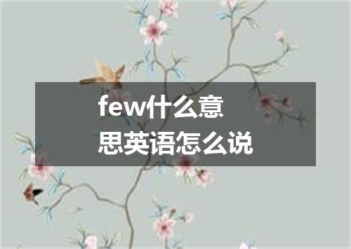 few什么意思英语怎么说