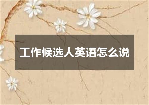 工作候选人英语怎么说