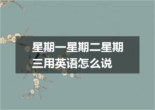 星期一星期二星期三用英语怎么说