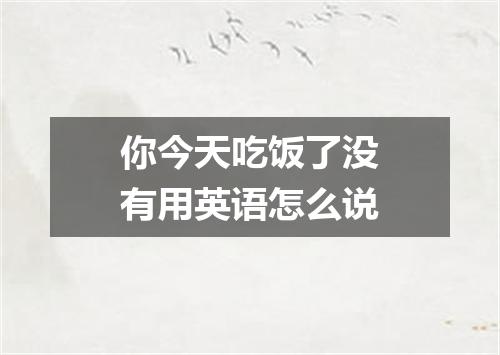 你今天吃饭了没有用英语怎么说
