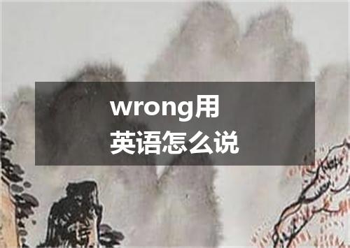 wrong用英语怎么说