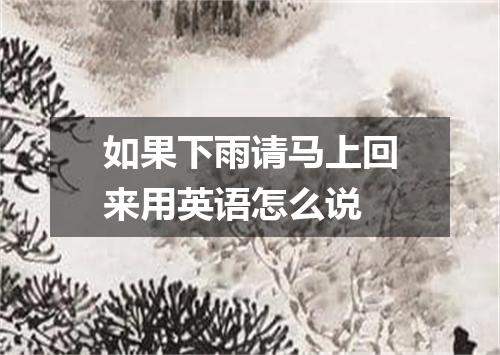 如果下雨请马上回来用英语怎么说