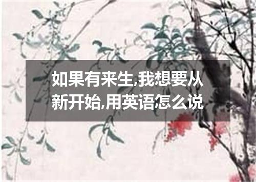 如果有来生,我想要从新开始,用英语怎么说