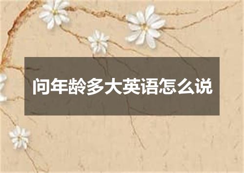 问年龄多大英语怎么说