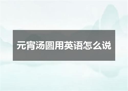 元宵汤圆用英语怎么说
