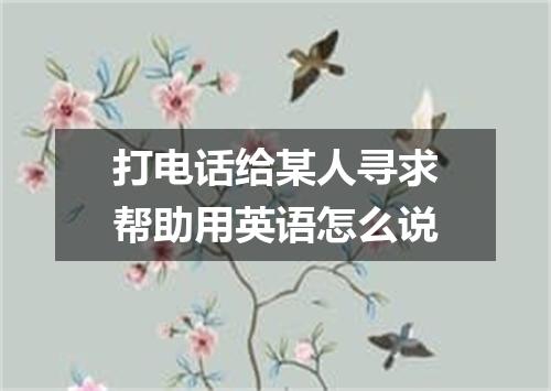 打电话给某人寻求帮助用英语怎么说