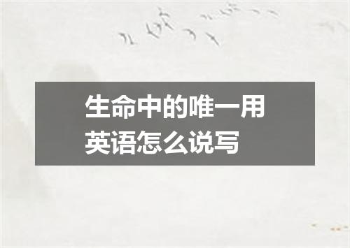 生命中的唯一用英语怎么说写