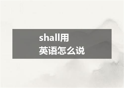 shall用英语怎么说
