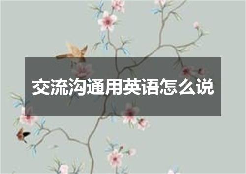 交流沟通用英语怎么说