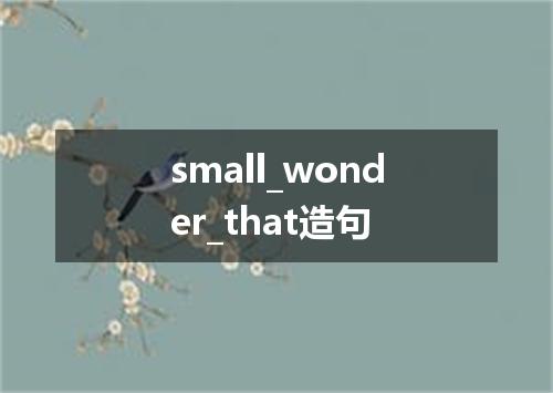 small_wonder_that造句