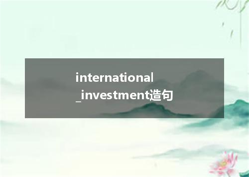 international_investment造句