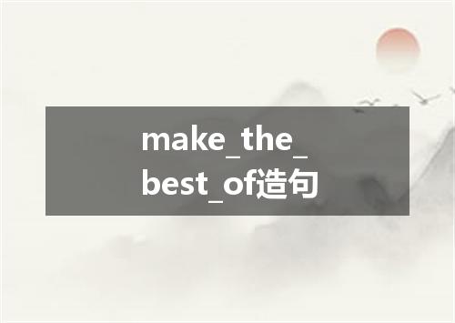 make_the_best_of造句