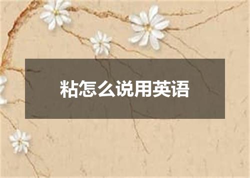 粘怎么说用英语