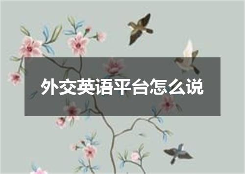 外交英语平台怎么说