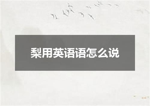 梨用英语语怎么说