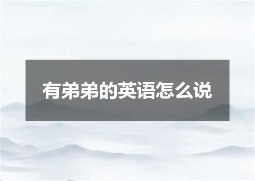 有弟弟的英语怎么说