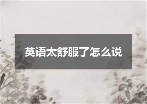 英语太舒服了怎么说