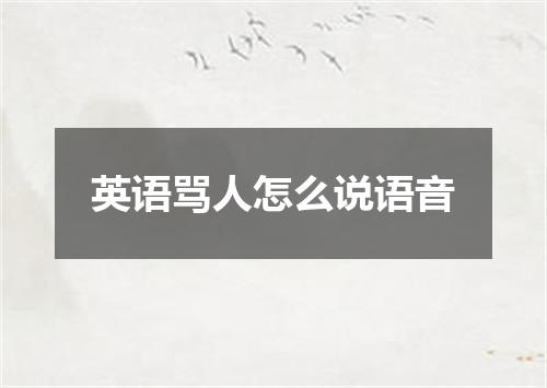 英语骂人怎么说语音