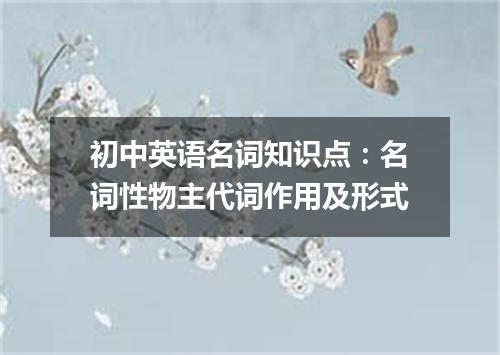 初中英语名词知识点：名词性物主代词作用及形式