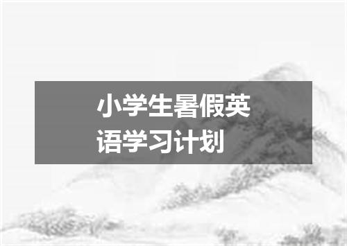 小学生暑假英语学习计划