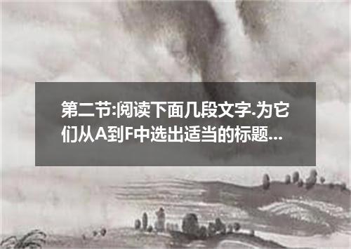 第二节:阅读下面几段文字.为它们从A到F中选出适当的标题.注意:有一个标题是多余的. A. The most common problem is a “wand