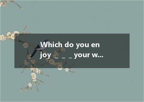 Which do you enjoy ＿＿＿your weekends, fishing or watching TV? A.spending B.to spe