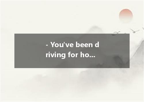 - You've been driving for hours. Shall I ? - No, that's OK. I enjoy driving and 