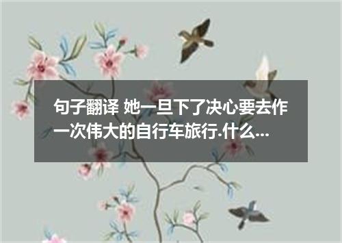 句子翻译 她一旦下了决心要去作一次伟大的自行车旅行.什么也不能使她改变. 你是不是想有一位能够理解你的朋友呢? 是救援人员为那些无家可归的地震幸存者盖起了避难所