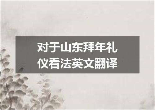 对于山东拜年礼仪看法英文翻译